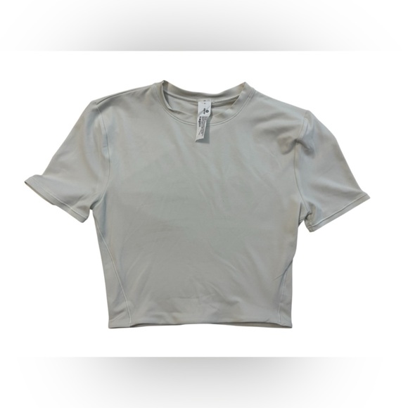 Lululemon Wundermost Ultra-Soft Nulu Crewneck Cropped T-Shirt in Light Ivory - Picture 4 of 5